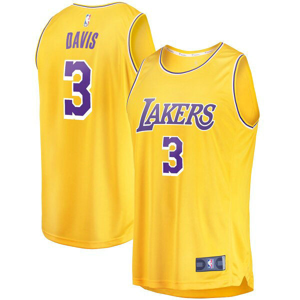 Maillot Los Angeles Lakers Homme Anthony Davis 3 Icon Edition Jaune